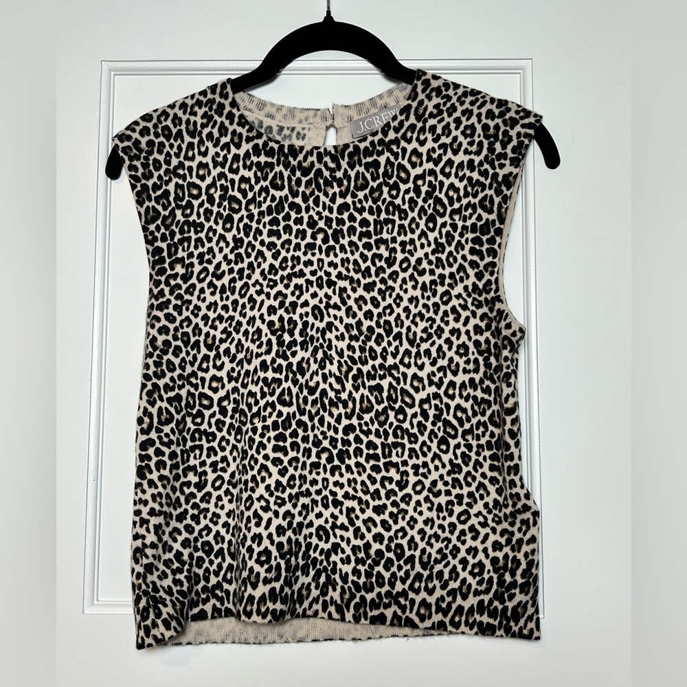 J.Crew Featherweight Cashmere-blend Leopard Print Sweater (Small) - Picture 2 of 3